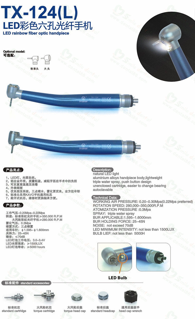 Colorful Fiber Optic Handpiece